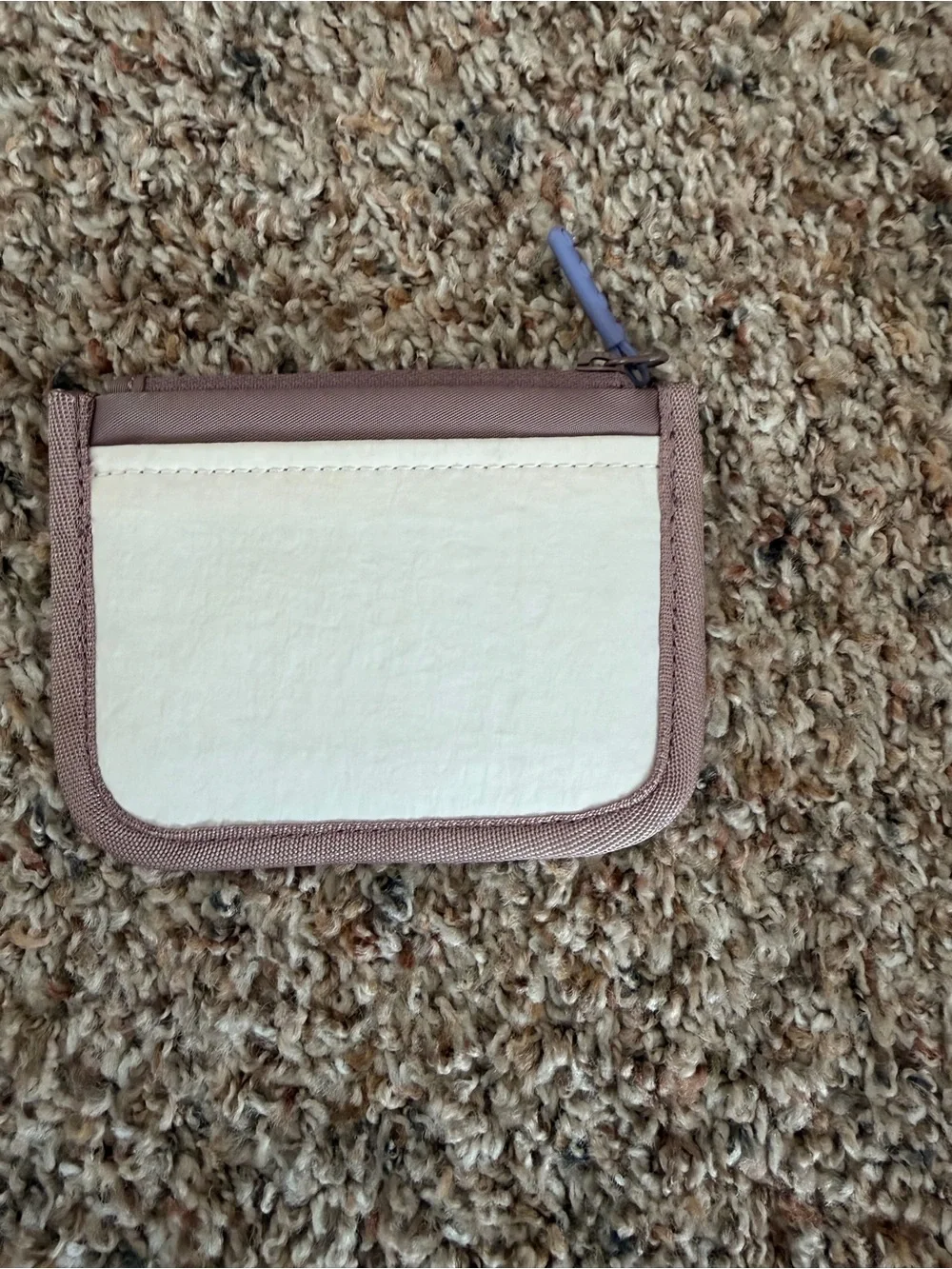 lululemon athletica cream, lavender, and taupe card wallet